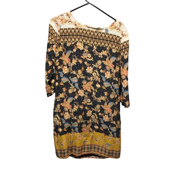 Desigual Womens Dress Size 38 Floral Bird Print 3/4 Sleeve Bohemian size 8 us - Picture 1 of 7